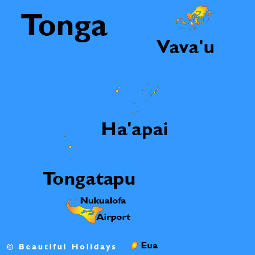 map of tonga tour regions